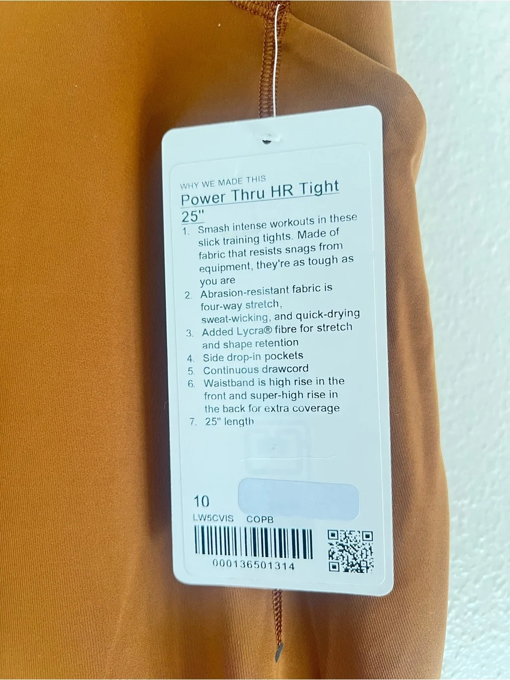 Lululemon athletica Power Through 25” goldspice color High-Rise Leggings